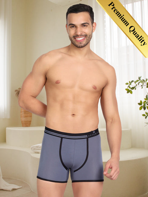Experience Luxury Everyday – Ultra-Soft Men's Micromodal Solid Trunks Midnight Grey